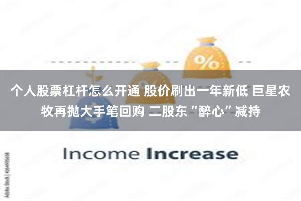 个人股票杠杆怎么开通 股价刷出一年新低 巨星农牧再抛大手笔回购 二股东“醉心”减持