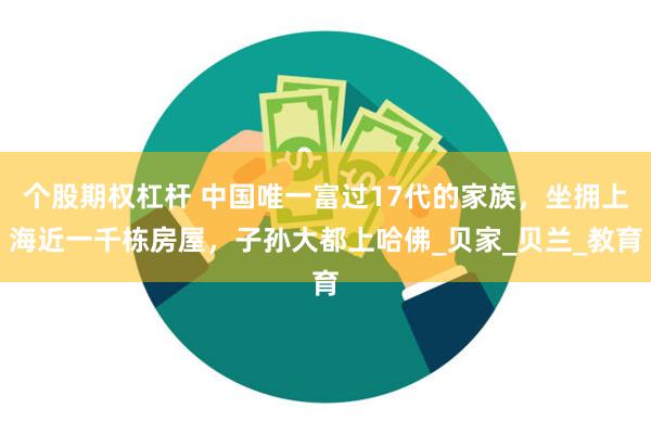 个股期权杠杆 中国唯一富过17代的家族，坐拥上海近一千栋房屋